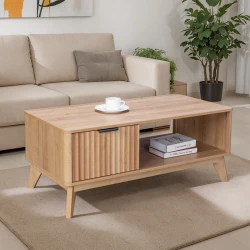 Τραπέζι Σαλονιού Hamea Mdf Σε Φυσική Απόχρωση 110X55,2X45Εκ