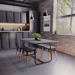 Τραπέζι Revello Sintered Stone Μαύρο Μαρμάρου-Μαύρο 150X90X75Εκ