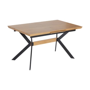 Τραπέζι Jessamy Επεκτεινόμενο Mdf 43Mm Σε Φυσική Απόχρωση Και Πόδι Μεταλλικό Μαύρο 160/200X90X76Εκ