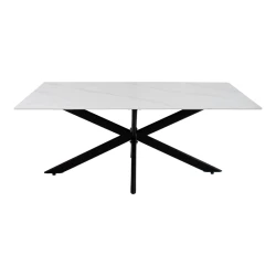 Τραπέζι Bethan Sintered Stone Λευκό-Μαύρα Μεταλλικά Πόδια 180X90X75Εκ
