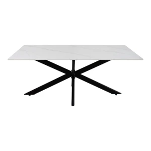 Τραπέζι Bethan Sintered Stone Λευκό-Μαύρα Μεταλλικά Πόδια 180X90X75Εκ
