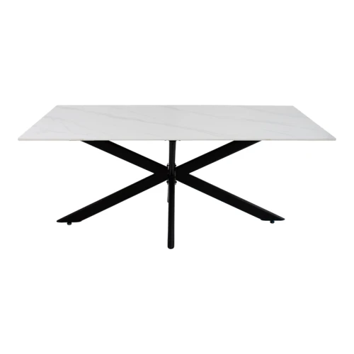 Τραπέζι Bethan Sintered Stone Λευκό-Μαύρα Μεταλλικά Πόδια 180X90X75Εκ