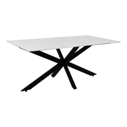 Τραπέζι Bethan Sintered Stone Λευκό-Μαύρα Μεταλλικά Πόδια 180X90X75Εκ