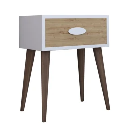 Κομοδίνο Laber Με Ένα Συρτάρι Καρυδί-Λευκό-Sonoma 45X30X57.5Εκ