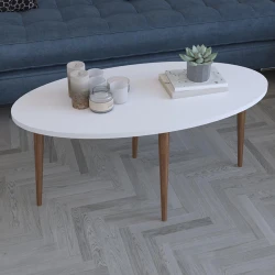 Τραπέζι Σαλονιού Barton Λευκό-Καφέ 90X45X40Εκ