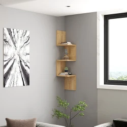 Ραφιέρα Γωνιακή Τοίχου Insta Σε Oak Απόχρωση 25X25X105,5Εκ