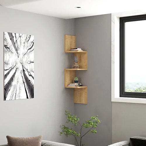 Ραφιέρα Γωνιακή Τοίχου Insta Σε Oak Απόχρωση 25X25X105,5Εκ