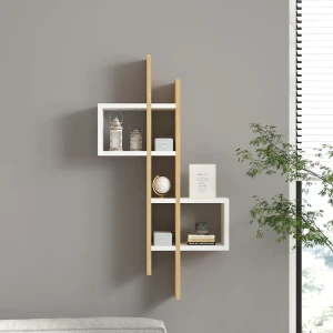 Ραφιέρα Τοίχου Garel Σε Oak-Λευκή Απόχρωση 53,8X19,6X108Εκ