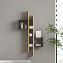 Ραφιέρα Τοίχου Garel Σε Oak-Ανθρακί Απόχρωση 53,8X19,6X108Εκ