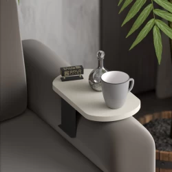 Βοηθητικό Τραπεζάκι Linea Σε Απόχρωση Κρέμα Με Μαύρα Μεταλλικά Πόδια 20X35X10Εκ