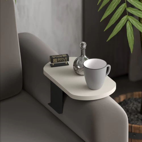 Βοηθητικό Τραπεζάκι Linea Σε Απόχρωση Κρέμα Με Μαύρα Μεταλλικά Πόδια 20X35X10Εκ