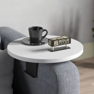 Βοηθητικό Τραπεζάκι Linea Σε Λευκή Απόχρωση Με Μαύρα Μεταλλικά Πόδια Φ35,5X5Εκ