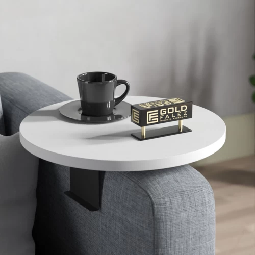 Βοηθητικό Τραπεζάκι Linea Σε Λευκή Απόχρωση Με Μαύρα Μεταλλικά Πόδια Φ35,5X5Εκ