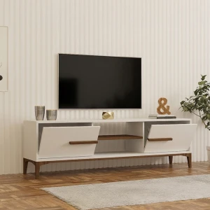 Έπιπλο Τηλεόρασης Eslem Λευκό Με Καρυδί 160X34,6X48,1Εκ
