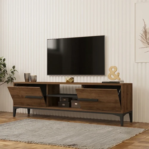 Έπιπλο Τηλεόρασης Eslem Καρυδί Με Ανθρακί 160X34,6X48,1Εκ