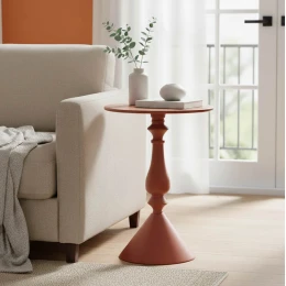 Βοηθητικό Τραπέζι Lalou Μέταλλο Σε Απόχρωση Terracotta Φ40X55Εκ