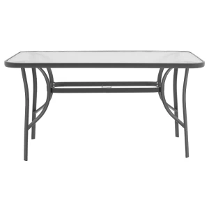 Τραπέζι Ensure Ανθρακί Μέταλλο-Tempered Γυαλί 120X70X70Εκ