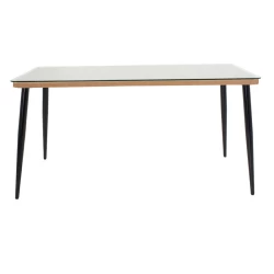 Τραπέζι Naoki Μέταλλο Μαύρο-Pe Φυσικό-Γυαλί 160X90X78Εκ