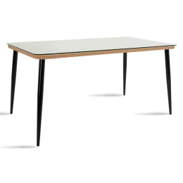 Τραπέζι Naoki Μέταλλο Μαύρο-Pe Φυσικό-Γυαλί 160X90X78Εκ