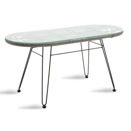 Τραπέζι Naoki Μέταλλο Μαύρο-Pe Γκρι-Γυαλί 100X45X46Εκ