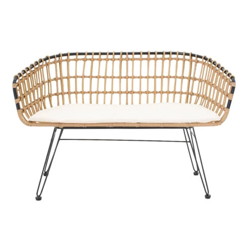 Καναπές 2Θέσιος Naoki Μέταλλο Μαύρο-Pe Φυσικό 120X55X79Εκ