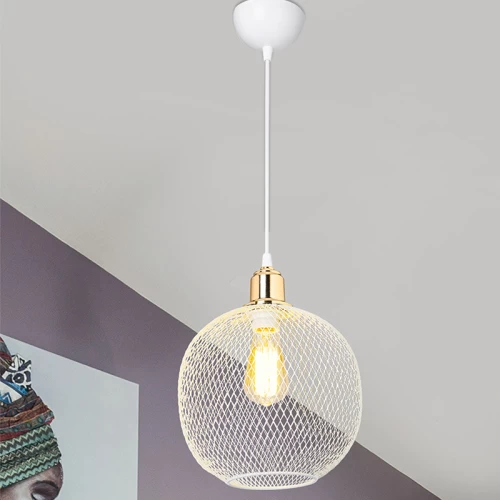 Φωτιστικό Οροφής Μονόφωτο Pwl-0977 Ε27 Λευκό-Χρυσό Φ26X33Εκ