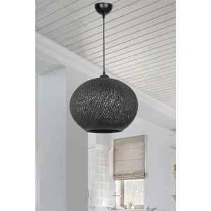 Φωτιστικό Οροφής Μονόφωτο Leshia Ε27 Μαύρο Φ38X38Εκ