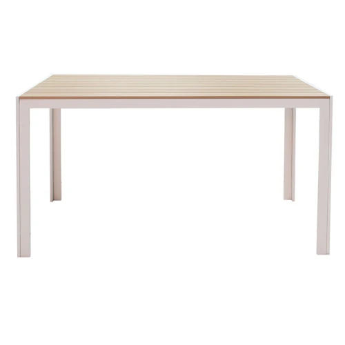 Τραπέζι Nares Αλουμίνιο Λευκό-Plywood Φυσικό 140X80X72.5Εκ