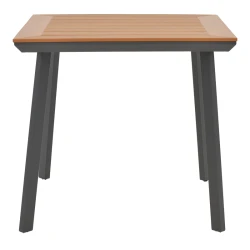 Τραπέζι Synergy Αλουμίνιο Ανθρακί-Plywood Φυσικό 80X80X74Εκ
