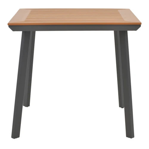 Τραπέζι Synergy Αλουμίνιο Ανθρακί-Plywood Φυσικό 80X80X74Εκ