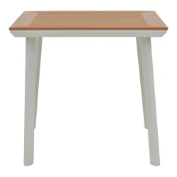 Τραπέζι Synergy Αλουμίνιο Λευκό-Plywood Φυσικό 80X80X74Εκ
