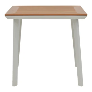 Τραπέζι Synergy Αλουμίνιο Λευκό-Plywood Φυσικό 80X80X74Εκ
