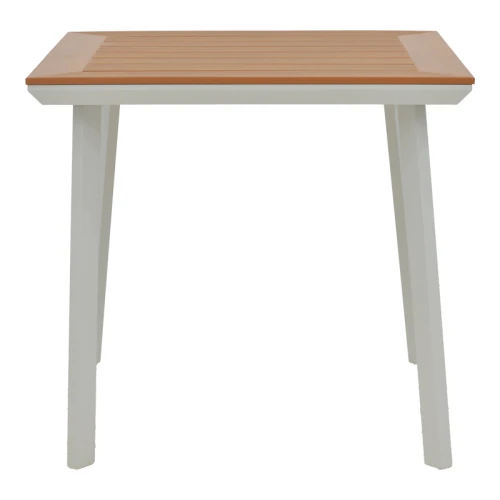 Τραπέζι Synergy Αλουμίνιο Λευκό-Plywood Φυσικό 80X80X74Εκ