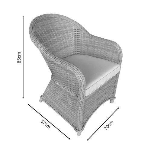 Πολυθρόνα Κήπου Hadrian Rattan Καφέ- Textilene Μπεζ 57X70X85Εκ