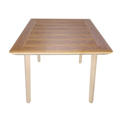 Τραπέζι Synergy Αλουμίνιο Cappuccino-Plywood Σε Φυσική Απόχρωση 80X80X74Εκ