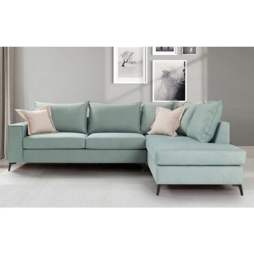 Γωνιακός Καναπές Αριστερή Γωνία Romantic Ύφασμα Ciel-Cream 290X235X95Εκ