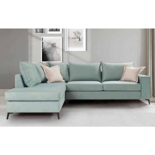Γωνιακός Καναπές Δεξιά Γωνία Romantic Ύφασμα Ciel-Cream 290X235X95Εκ