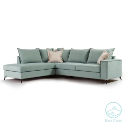 Γωνιακός Καναπές Δεξιά Γωνία Romantic Ύφασμα Ciel-Cream 290X235X95Εκ
