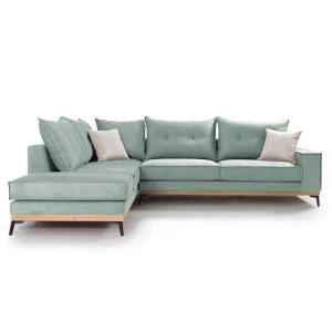 Γωνιακός Καναπές Δεξιά Γωνία Luxury Ii Ύφασμα Ciel-Cream 290X235X95Εκ