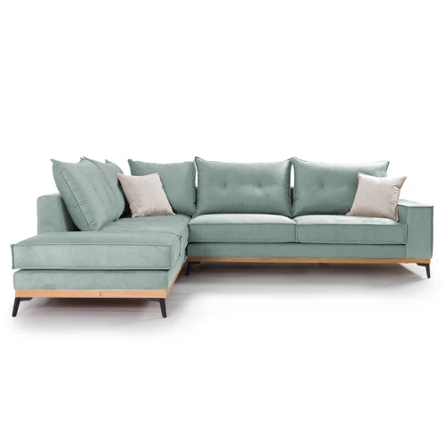Γωνιακός Καναπές Δεξιά Γωνία Luxury Ii Ύφασμα Ciel-Cream 290X235X95Εκ