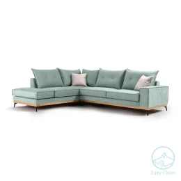 Γωνιακός Καναπές Δεξιά Γωνία Luxury Ii Ύφασμα Ciel-Cream 290X235X95Εκ