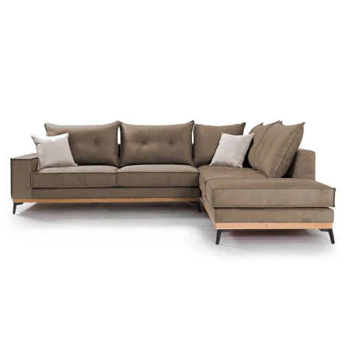 Γωνιακός Καναπές Αριστερή Γωνία Luxury Ii Ύφασμα Mocha-Cream 290X235X95Εκ