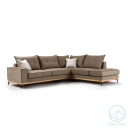 Γωνιακός Καναπές Αριστερή Γωνία Luxury Ii Ύφασμα Mocha-Cream 290X235X95Εκ