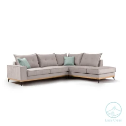 Γωνιακός Καναπές Αριστερή Γωνία Luxury Ii Ύφασμα Elephant-Ciel 290X235X95Εκ