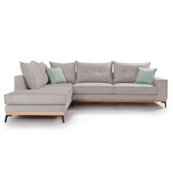 Γωνιακός Καναπές Δεξιά Γωνία Luxury Ii Ύφασμα Elephant-Ciel 290X235X95Εκ
