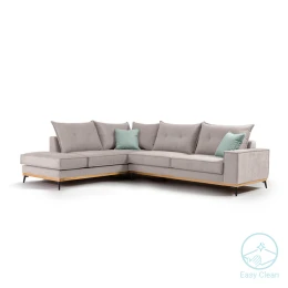 Γωνιακός Καναπές Δεξιά Γωνία Luxury Ii Ύφασμα Elephant-Ciel 290X235X95Εκ