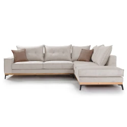 Γωνιακός Καναπές Αριστερή Γωνία Luxury Ii Ύφασμα Cream-Mocha 290X235X95Εκ