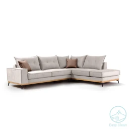 Γωνιακός Καναπές Αριστερή Γωνία Luxury Ii Ύφασμα Cream-Mocha 290X235X95Εκ