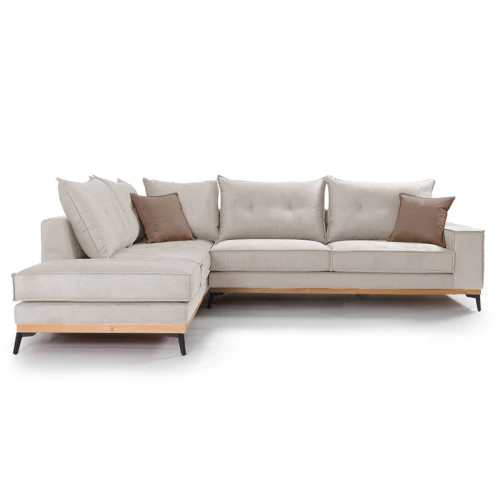 Γωνιακός Καναπές Δεξιά Γωνία Luxury Ii Ύφασμα Cream-Mocha 290X235X95Εκ