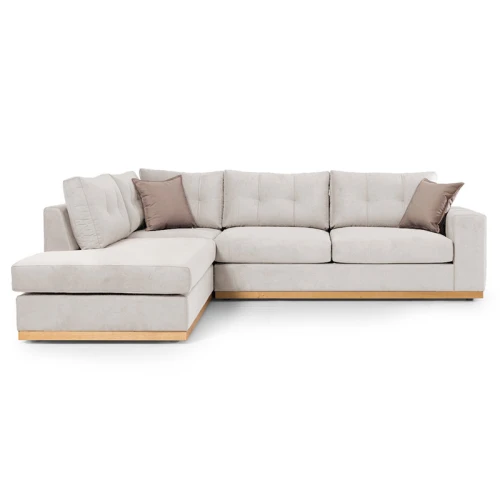 Γωνιακός Καναπές Δεξιά Γωνία Boston Ύφασμα Cream-Mocha 280X225X90Εκ